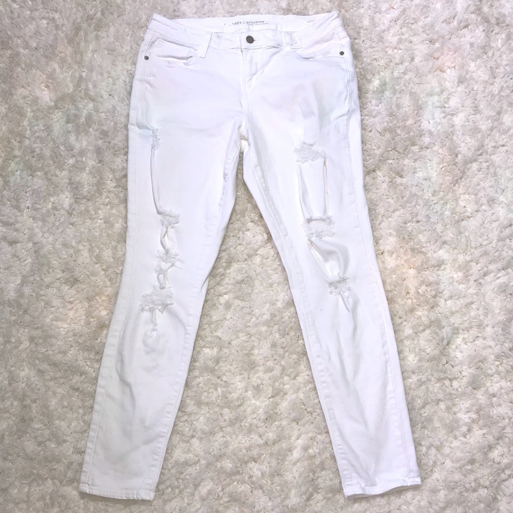 Old Navy Mid Rise Rockstar White Jeans Sz 12
